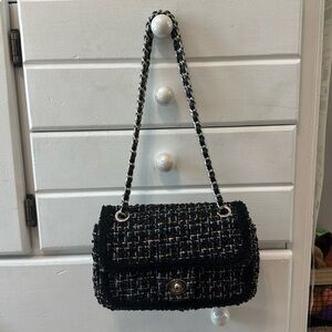 NWOT Black Tweed Flap Bag